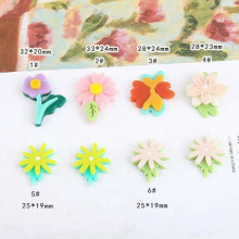 Colorful Resin Cabochons 20pcs Spring Flowers Patch Sticker Fit Earring Charms Pendant Making