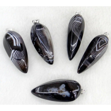 Natural Gem Stone Quartz Crystal Banded agate Unshaped shaped strips Pendants for diy Jewelry making Necklace 6PCS