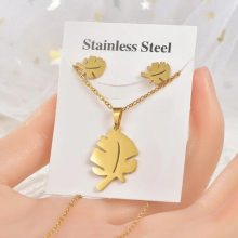 Versatile Stainless Steel Necklace Studs Earrings Male and Female Geometric Animal Two Piece Gift Set