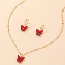 Clearance Butterfly Jewelry Sets Charm Women Girl Necklace Earrings Set