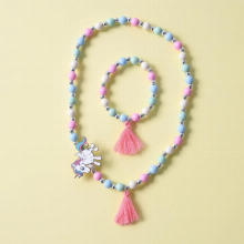 Cartoon Wooden Flower Fox/Owl/Horse Animal Child Sweater Necklace Bracelet Girls Children Jewelry Decoration