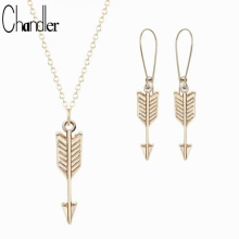 Arrow Dangling Necklaces & Earring Longo Chain Colier Jewelry Set Homme Love Kpop Bijoux Kolye