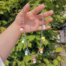 Mushroom Pendants Bracelet Necklace for Women Girls Sweet Bracelets Metal Party Jewelry Sets