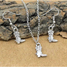 Jewelry Sets Cowboy Boots Necklace Earrings For Women Girls Party Gift