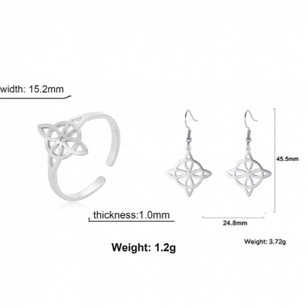 Witch Knot Jewelry Sets for Women Necklace Witchcraft Protection Amulet Bracelet Earring Rings Accessory Set Valentines Gift