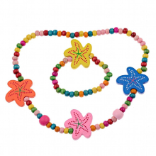 2pcs/set Candy Wood Beads Heart Flower Necklace Bracelet Sets For Kids Party Jewelry Girl Birthday Gift