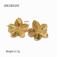 Youthway 316 Stainless Steel Butterfly Flower Metal Casting Texture Ring Earrings Set 18 K Plated Jewelry Set