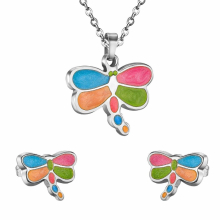 Colorful Dragonfly Pendant Necklace inoxidable Sweet Jewelry Sets For Women/Girl Bijoux Collier Collars BabyGirl