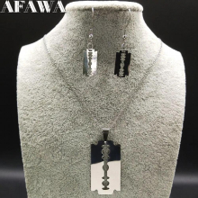 Blade Stainless Steel Necklace Keychains Jewelry Set for Men Silver Set Jewelry llaveros de acero 178619