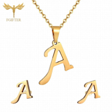 Classic Girls Children Jewelry 26 Letters B Pendant Necklace And Earrings Golden Stainless Steel Jewelry Set Kids
