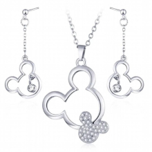 Cartoon Jewelry Sets Mouse Crystal Pendant Necklaces Earrings Creative Gift Charm Anime Accessories