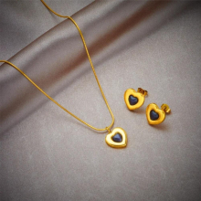 316L Stainless Steel Heart Love Necklace Earrings For Women Girl Non-fading Jewelry Set Birthday Gift