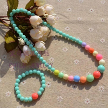 Colorful Girls Cartoon Children Jewelry sets Mix Acrylic Sweet Candy Beads Necklace And Bracelet