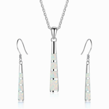 Long Column Shape Necklace Earrings jewelry set Pendant Necklace for girl