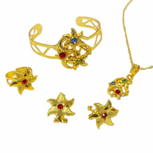 Ethiopian ChildrenS Jewelry Accessories Set 24k, Gold, Africa, Europe, ChildrenS Colored Gem Birthday Gift