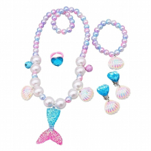 Mermaid Necklace Bracelet Set Mermaid Jewelry Kit Necklace Bracelet Ring Earrings For Mermaid Party Costume Jewelry