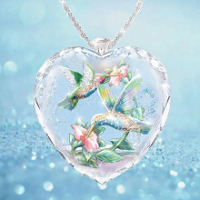 Inspirational Jewelry Memorial Bird Shaped Glass Crystal Jewelry Gift Heart For Women Pendant Jewelry Sets for Teen Girls 12-14