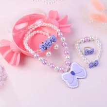 5 Pcs Childrens Necklace Bracelet Earrings Set Cartoon Resin Butterfly Ornament Girls Princess Jewelry