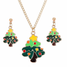 Christmas Tree Jewelry Sets for Women Elk Santa Claus Earrings Necklace Child Girls Accessories
