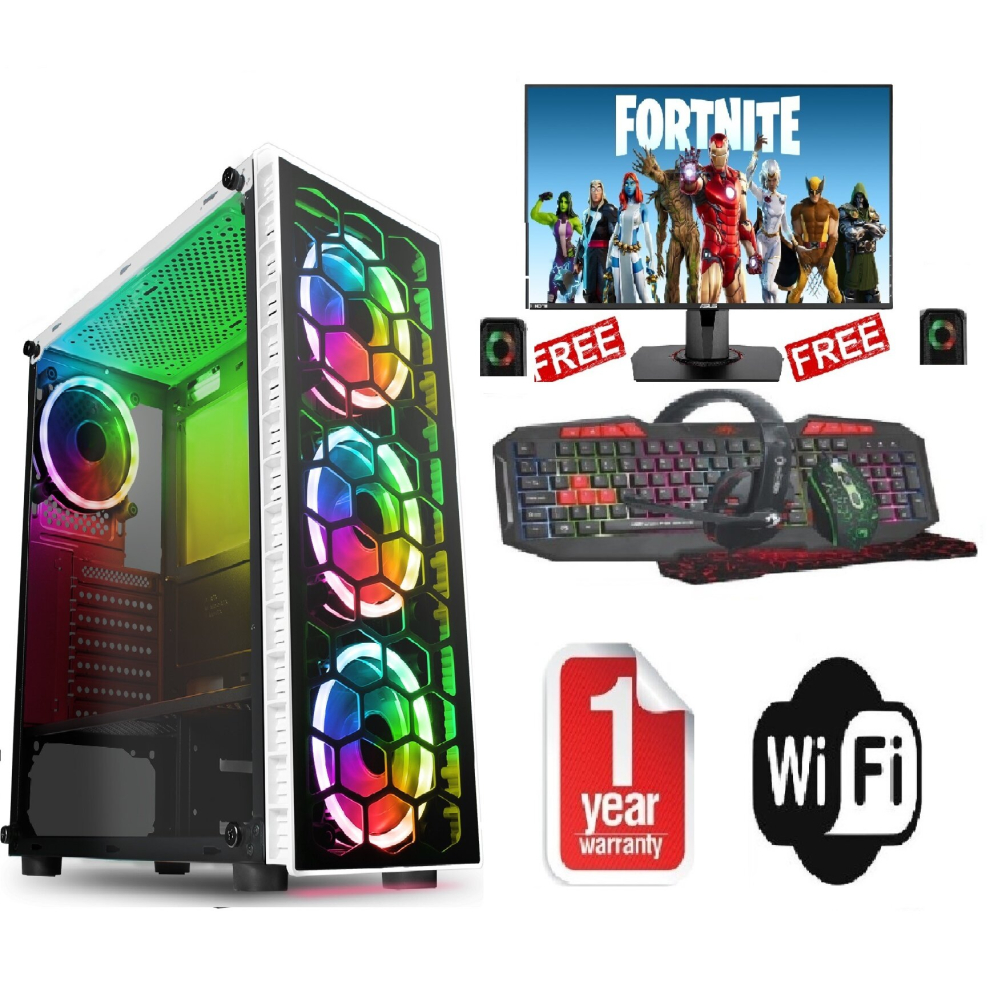 Fast Gaming Intel Quad Core i7 16GB RAM 128GB SSD+ 1TB HDD PC Bundle & Speakers & Monitor