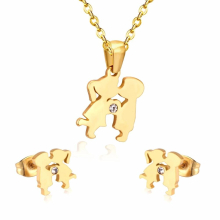 Stainless Steel Dubai Wedding Jewelry Sets KISS Crystal Boy Girl Necklace Earrings Jewellery Sets