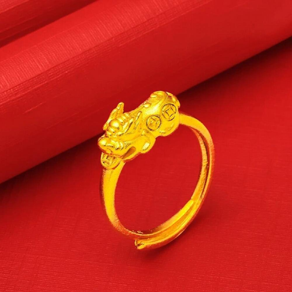 24K Copper Plated Pixiu Bracelet Chinese Styles Wealth and Health Lucky Jewelry Set for Women Rings Bracelets Necklace-image-OPC-PCXMVW5-NEW