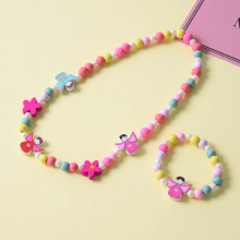 2pcs/Set Natural Wood Beads Jewelry Animal Pattern Necklace Bracelet for Children Party Jewelry Girl Birthday Gift