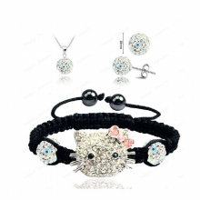 Cat 10mm Micro Pave CZ Disco Ball Beads Crystal Neckalce Bracelet Earrings For Girl SHSE41