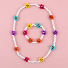 Childrens Flower Necklaces Female Cartoon Daisy Weave Beads Jewelry Sets for Girls Bracelets Necklace Baby Kids Jewelry
