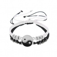 Pendant Braid Rope Chain Tai Chi Yin Yang Bracelet Necklace Set Matching Tai Chi Necklace Bracelets Set Couple Bracelet