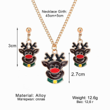 Brown Elk Earrings Necklaces Set For Women Girls Kids Animal Pendant Choker Jewelry Set Christmas