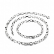 5mm Chain Bracelet Necklace Golden Dubai Jewelry Set Mens and Womens Accessories