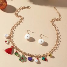 Arrival Metal Geometric Jewelry Sets Womens Classic Cartoon Many Elements Christmas Tree Snow Necklace/Earrings Girls