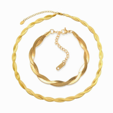 ZMFashion Cross Overlapping Jewelry Set Choker Braided Mixed Snake Necklace For Men Women Bracelets Stainless Steel Chain