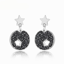 Cubic Zirconia Star Choker Necklaces Earrings Jewelry Sets For Girls Pave Setting Rhinestone Stainless Steel SE012