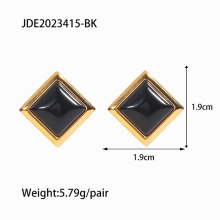 Youthway Square Natural Stone Stainless Steel Earrings Necklace Set Waterproof Top Texture Charm Jewelry Sets