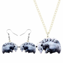 Acrylic Latin America Possum Necklace Earrings Jewelry Sets Wild Animal Accessory Kid Girl Charm Gift Novelty Decoration