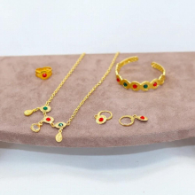 Middle East Kids Earrings, and Necklace, Golden Arabic Coins for Kids, Size Ring Jewelry Sets