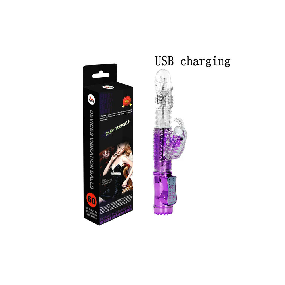 (USB Purple) Telescopic Dildo Vibrator G-Spot Rabbit Vibrator Clitoris Stimulator Vaginal Massager Sex Toys for Women Female Masturbation