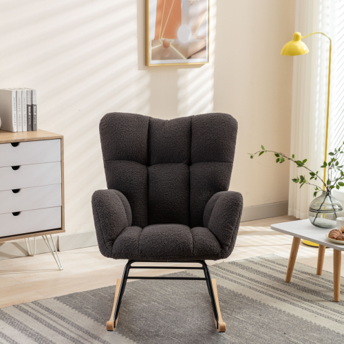 (Dary Gray) Modern Teddy Fabric Upholstered Rocking Chair
