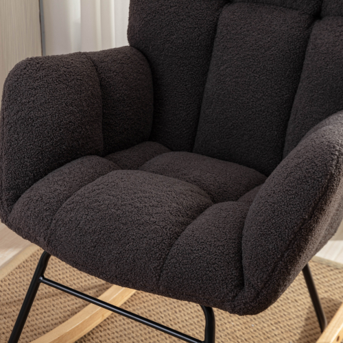 (Dary Gray) Modern Teddy Fabric Upholstered Rocking Chair 1