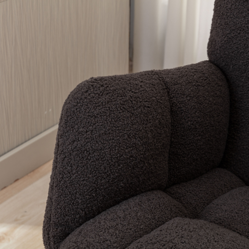 (Dary Gray) Modern Teddy Fabric Upholstered Rocking Chair 2