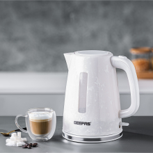 Geepas 1.7L Cordless Electric Kettle 2200W with 360 Base, Strix Controller, Filter & Water Level Indicator, Auto/Manual Switch-Off GK38067UK-WT