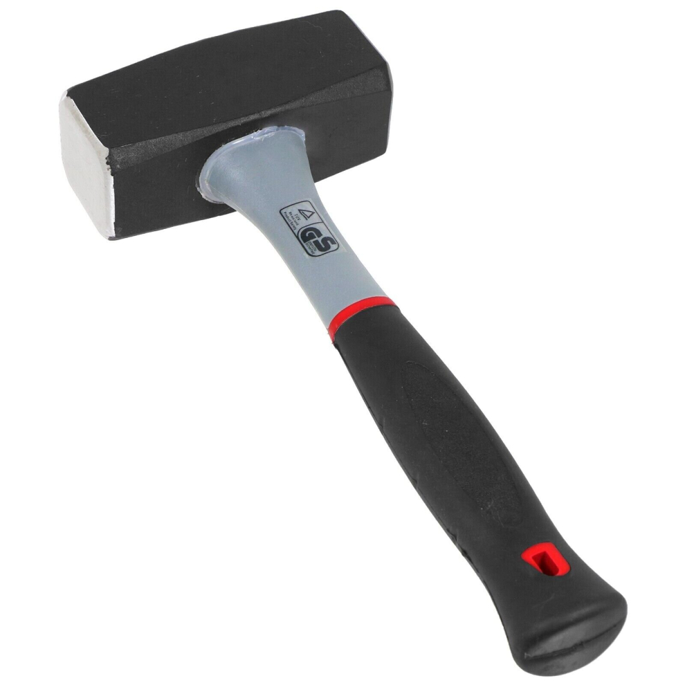 Lump Club Sledge Hammer Heavy Duty Fibreglass Shaft Hardened Steel Head TPR Comfort Grip Handle (4lb / 2kg)