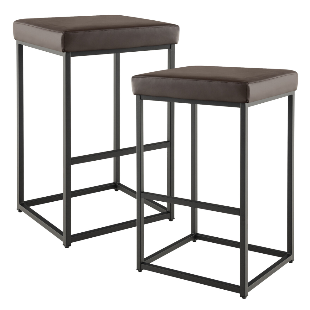 Set of 2 Bar Stools Dining Counter Height Chair Modern Upholstered Pub Stools