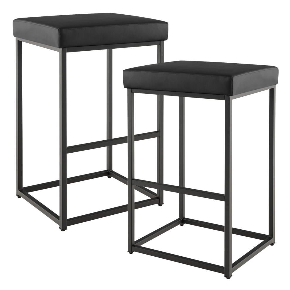 Set of 2 Bar Stools Dining Counter Height Chair Modern Upholstered Pub Stools