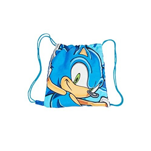 Sonic The Hedgehog Sonic the Hedgehog Beach Towel & Pull String Bag - Foldable Microfiber Towel with Attached Pocket (149 x 73 cm)