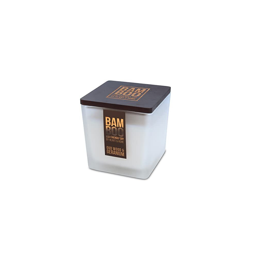 Large eco-responsible Oud wood Geranium candle - heart and home