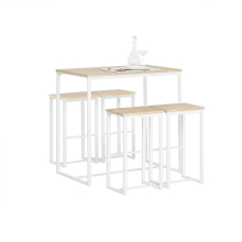 SoBuy OGT15-WN 5-Piece Bar Set: 1 Bar Table & 4 Stools, White & Natural