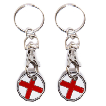 2 x COIN TOKEN KEYRING £1 POUND SHOPPING TROLLEY LOCKER SHOPPING TROLLEY KEYRING